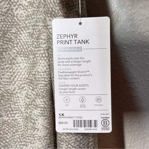 ATHLETA Zephyr Shirt Womens 1X Python Tank Top Lightweight NEW Basic Casual - Picture 5 of 12